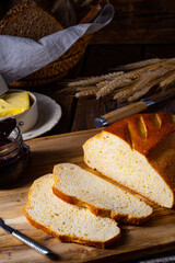 white bread with butter and delicious jam