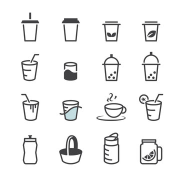 drink line icon.set of design element