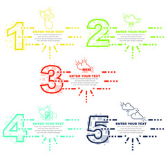 Minimal business infographic template with number 5 options or steps colored version ten