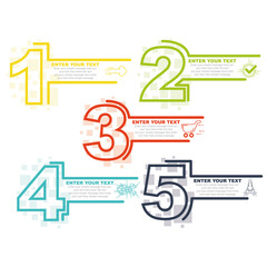 Minimal business infographic template with number 5 options or colored steps version two