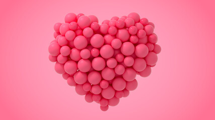 Heart made of bubbles 3d render illustration