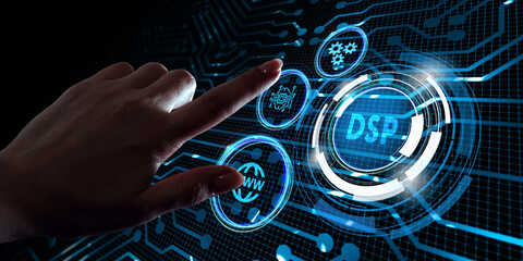 DSP - Demand Side Platform. Business, Technology, Internet and network concept.