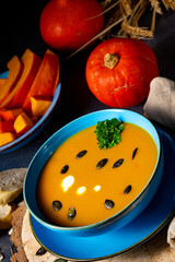delicious creamy pumpkin soup with coconut milk