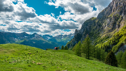 Obraz premium Spring day trekking in the beautiful Carnic Alps, Friuli-Venezia Giulia, Italy