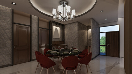 3d rendering of classic elegant dining room