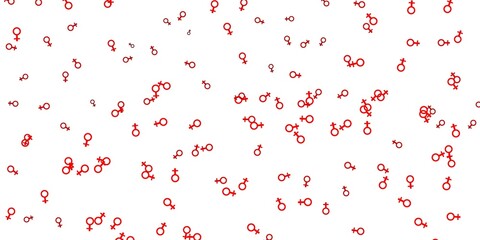 Light Red vector backdrop with woman's power symbols.