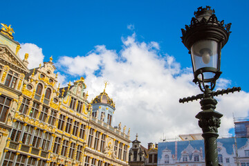 Low angle shot of the beautiful Grand Place (Grote Markt) square in Brussels, Belgium