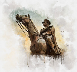Bronze memorial statue of Mustafa Kemal Ataturk on his horse