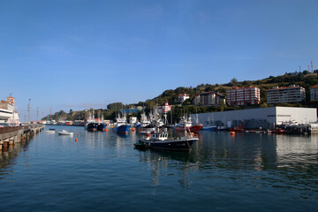 Fototapeta na wymiar Fish boats in a harbur of Basque Country