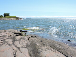 beach, waves  and rocks