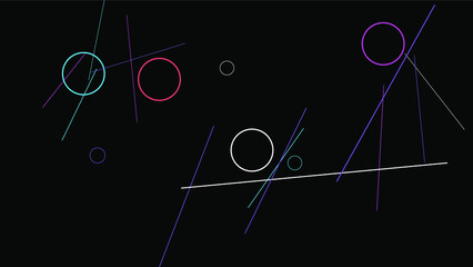 Geometric Memphis Background. Simple Pattern for Postcard, Print, Banner or Poster. Modern Abstract Background with Rings and Lines. Vector Texture in Trendy Minimalist Style
