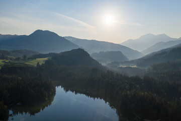 Fototapeta na wymiar Drone panorama over Hintersee in Bavaria, Germany