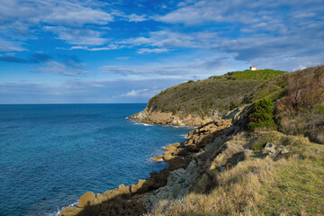 Fototapeta premium Marine panorama of the Gulf of Baratti Tuscany Italy