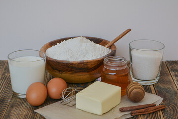  Process of cooking bakery. Baking ingredients for pear pie. Woman preparation pie