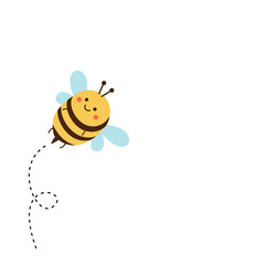 Cute bee cartoon icon isolated on white background vector illustration.