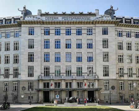 Vienna, Austria: vintage building of the Austrian savings bank (Postsparkasse in German) designed by Otto Wagner