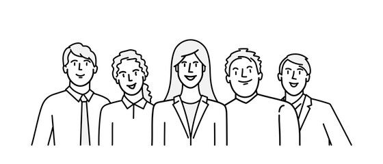 Group of young people. Hand drawn vector illustration.