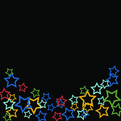 Colorful Stars Confetti, Mystery Sparkling Vector Background. Trendy Glowing Magic Glitter, Lights. Festive Falling Colorful Stars Confetti for Ads, Posters. 
