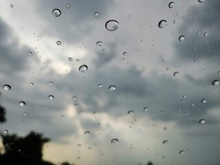 rain drop on glass.