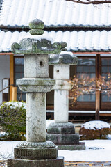 日本　京都、冬の源光庵の庭園