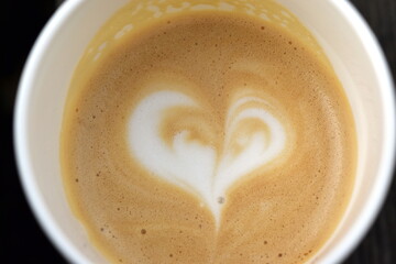 Milchschaumherz auf einem Milchkaffee