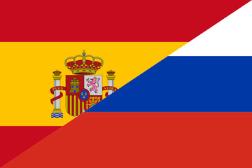 Naklejka premium flag of spain and russia. proportion 2:3