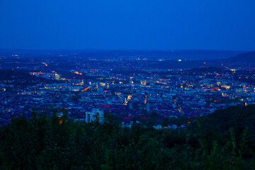 Stuttgart city vom Birkenkopf Ausblick bei Nacht Sonnenuntergang