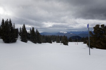 Ski path in the mountains