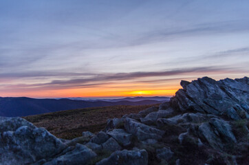 Obraz premium Bieszczady zachód słońca połonina Caryńska 
