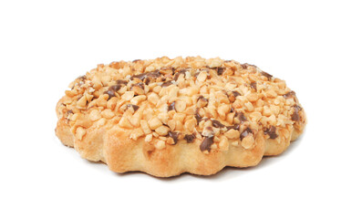 Cupcake with peanut and chocolate sprinkle isolated on white background side view