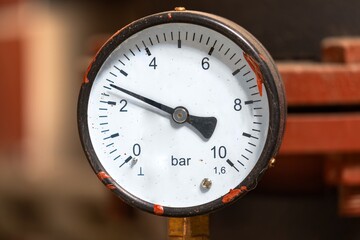 Closeup of clean pressure gauge