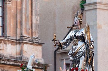 Procession of the simulacrum of Saint Lucia, a religious feast of the Catholic Church that takes place in Syracuse on 13 December each year. Syracuse, Sicily, 13 December 2011