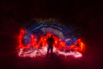 silhouette of a person in the dark