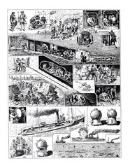 Vintage Mining industry collage hand drawn / Antique engraved illustration from from La Rousse XX Sciele	