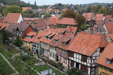 Fototapeta na wymiar Alte Fachwerkhäuser in Quedlinburg