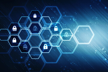 2d illustration Safety concept: Closed Padlock on digital background