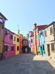 view of Burano island in Venice Italy