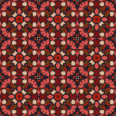Creative color abstract geometric pattern in pink red, vector seamless, can be used for printing onto fabric, interior, design, textile, carpet, pillow. Home decor,  interior design.