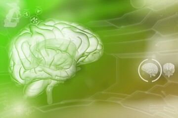 Medical 3D illustration - human brain, brain surgery study concept - detailed modern background or texture