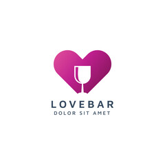love and bar negative space logo design