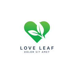love and leaf negative space logo design