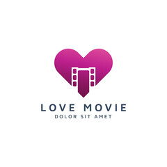 love and movie negative space logo design