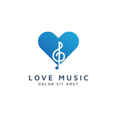 love music negative space logo design