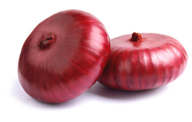 Red salad onions are isolated on a white background.