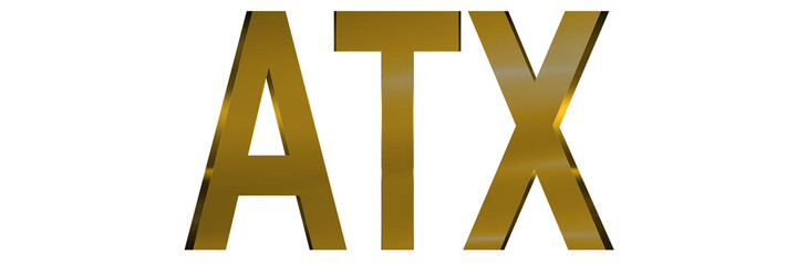 3D ATX text  gold isolated on white