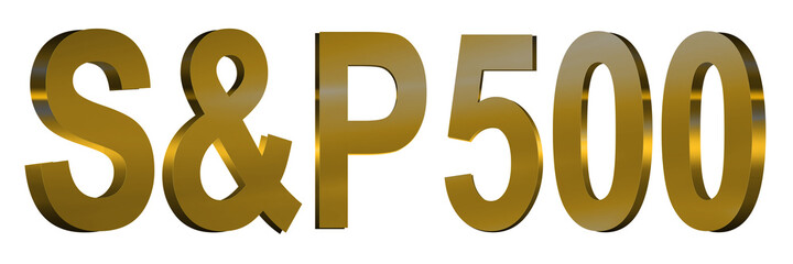 3D S&P 500 text  gold isolated on white