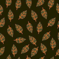 Bright simple autumn leaves seamless pattern. Cute modern autumn elements 