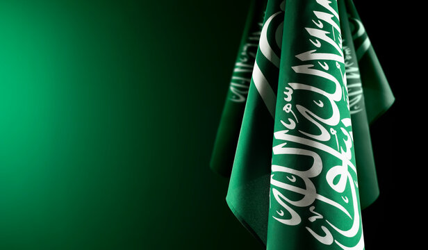 Saudi Arabia flags with a light from behind, use it for national day and country national occasions.