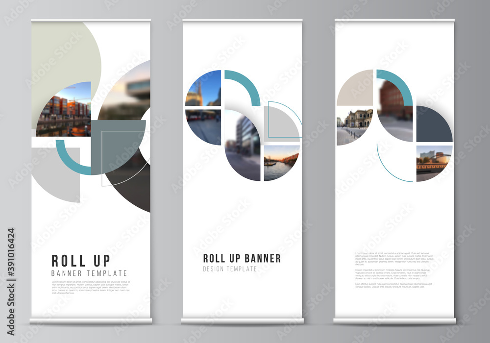 Canvas Prints vector layout of roll up mockup design templates for vertical flyers, flags design templates, banner