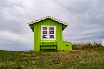 green beach hut in Aero